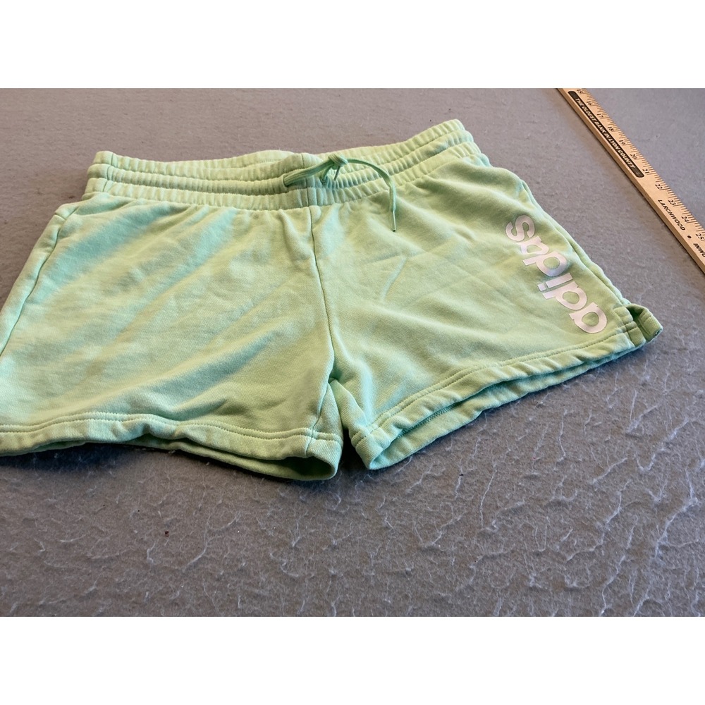 Adidas Shorts Mint Green French Terry Logo Athletic Lounge Women Size M IS2081